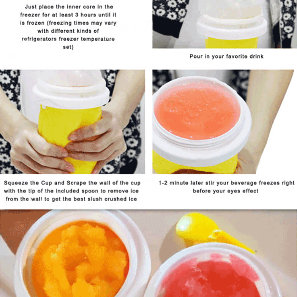 Squeeze Cup Slushy Maker, crushed ice slush