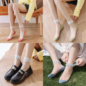 💖Mother's Day 49% Off💖Pearl Lace Transparent Socks