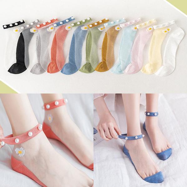 💖Mother's Day 49% Off💖Pearl Lace Transparent Socks