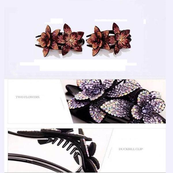 Rhinestone Double Flower Hair Clip