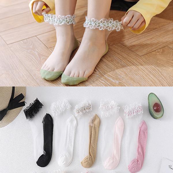 💖Mother's Day 49% Off💖Pearl Lace Transparent Socks