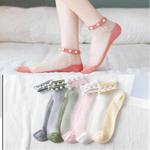 💖Mother's Day 49% Off💖Pearl Lace Transparent Socks