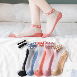 💖Mother's Day 49% Off💖Pearl Lace Transparent Socks