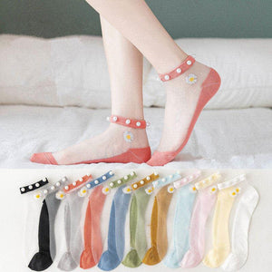 💖Mother's Day 49% Off💖Pearl Lace Transparent Socks