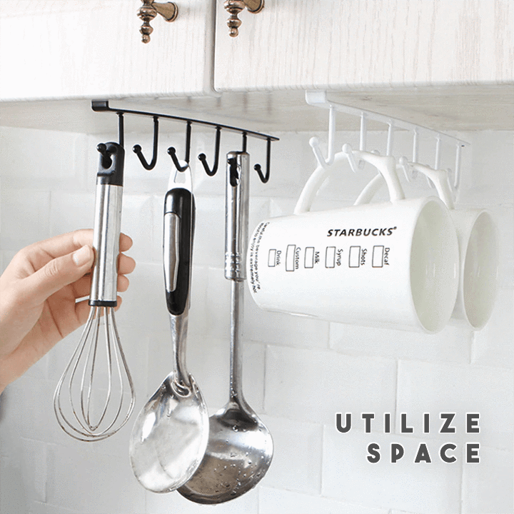 Under-Cabinet Hanger Rack (6 Hooks)